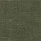 Olive-green woven fabric sample with heathered texture, beige and gray threads, matte finish, and granular surface; label reads "lucrezia 34".