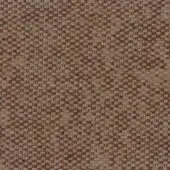 Woven fabric sample, brown and beige tones, square grid texture with rust and terracotta accents, matte finish, white label with text.