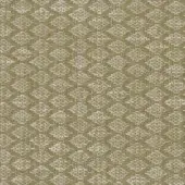 Mariani Syros fabric sample, olive green and beige geometric weave, dense irregular shapes with textured horizontal and vertical threads.