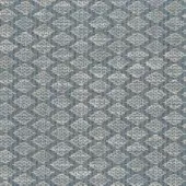 Mariani Syros fabric, blue-gray woven textile, geometric pattern with off-white weft threads, dense regular weave, textured surface.