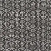 Mariani Syros fabric sample, charcoal gray and off-white geometric weave, textured with repeating diamond and chevron motifs.