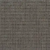 Woven fabric sample, muted gray-brown tone, heathered texture with darker brown, charcoal, and beige threads, dense grid-like weave pattern.