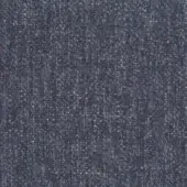 Woven fabric sample in dark blue-gray with golden-yellow flecks, displaying a multi-directional, granular texture and subtle horizontal lines.
