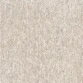 Mariani Trieste fabric sample, off-white woven texture, dense pile with linear pattern and speckled tone, label with product details.