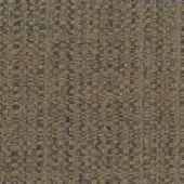 Woven fabric sample, golden-brown and cool gray, heathered texture with subtle tonal variations and a nubby surface; Mariani brand label visible.