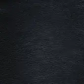 Black leather texture sample with irregular grain, matte finish, and imprinted Mariani "caracara" label; dense, tightly-woven material.