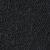 Black looped fabric texture with dense, curled fibers and subtle tonal variations; sample labeled “paradise r545 col 124”.