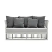 Elegant Varaschin Tibidabo sofa with hand-woven synthetic fiber and light-colored matte metal in a contemporary design