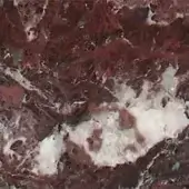 Red Levanto Marble MR06 texture sample, dense swirling pattern, reddish-brown and creamy tones, irregular white veins, matte finish.
