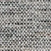 Woven fabric texture, muted gray and beige with brown and blue threads, dense nubby tweed or bouclé weave for indoor upholstery.