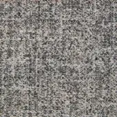 Woven fabric sample, muted gray and beige with brown and blue threads, dense irregular weave, tactile surface, indoor textile.