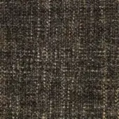 Charcoal gray woven fabric sample with heathered golden-brown threads, dense nubby texture, indoor use, product code 110630004947 visible.