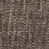 Woven fabric sample, muted brown and beige, dense heathered texture with irregular weave and speckled appearance.