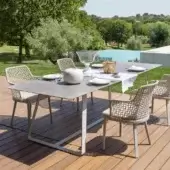 Sophisticated Varaschin Kolonaki table with flat steel structure and matte grey HPL tabletop, powder-coated finish