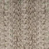 Woven fabric sample, muted gray and golden-brown, displaying a dense, irregular geometric pattern with a matte, nubby texture.