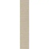 Woven fabric strip, muted beige color, tight uniform weave with vertical linear pattern against a white background.