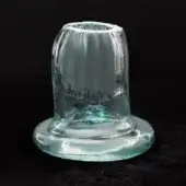 Barovier&Toso Venetian crystal vase, Ak Blu Cadet Blue, cylindrical with flared, ridged body and undulating base.