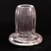 Barovier & Toso candlestick, amethyst Venetian crystal, cylindrical shape with vertical fluting and flared circular base.