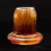 Barovier & Toso glass insulator, amber Venetian crystal, cylindrical ribbed form with flared base, showcasing hand-blown texture and color variation.