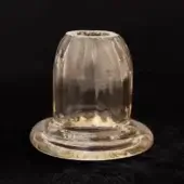 Barovier & Toso Ek Sabbia Sand, Venetian crystal sculpture with rounded flared top, circular base, internal striations, amber hue.