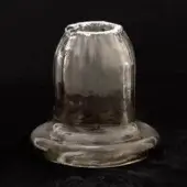 Glass lamp shade, smoky gray, bulbous with vertical ribbing and flared form, Barovier & Toso Ic Grigio, translucent Venetian crystal.