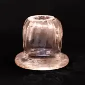 Barovier & Toso Venetian crystal cup, rose glass, fluted cylindrical form with rounded base and translucent, frosted texture.