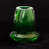 Barovier & Toso Va Verde Antalia candlestick, green glass, cylindrical shape with swirling texture and rounded base.