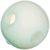 Bocci 28 pendant lamp, opaque blue glass, spherical form with two recessed illuminated circular details.