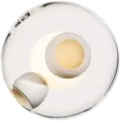 Glass ceiling light, clear with silver accent, spherical shape featuring recessed opaque white sat light and layered glass texture.
