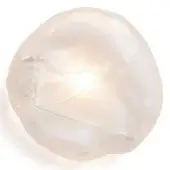 Clear glass pendant light, bocci 73 model, spherical shape with translucent finish and visible linear seams.