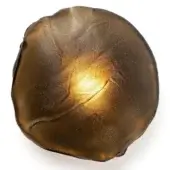 Fabric sphere with bronze and gold gradient, featuring textured folds and a metallic sheen against a white background.