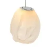 Pendant light, opaline green glass, rounded organic shape with textured swirling patterns and silver metal fitting.