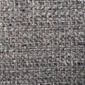 Stuoia fabric sample, muted gray heathered weave, dense irregular texture with beige and brown threads, matte finish, model 8d90.