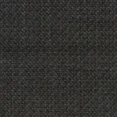 Charcoal gray fabric sample displaying a dense, heathered weave with subtle tonal variations and a textured, nubby surface; brand label visible.