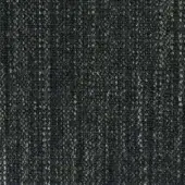 Charcoal gray woven fabric sample with heathered olive green and navy threads, dense irregular texture, matte finish, product code visible.