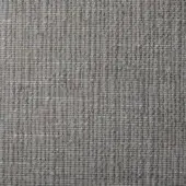 Woven fabric sample, muted gray tone, vertical rib texture with subtle tonal variations and a dense, matte finish.