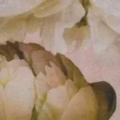 Floral fabric pattern in blush pink, olive green, and beige with a subtle linen texture; Bonaldo Caravaggio EB26 textile sample.