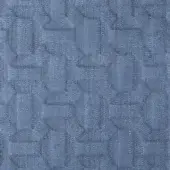 Flora Metalasse fabric sample, muted blue geometric pattern, raised quilted squares, linen blend, model EB32 from Bonaldo fabrics collection.