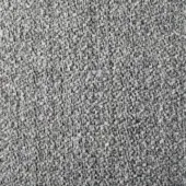 Gray woven fabric sample with speckled texture and diagonal rib pattern, displaying compact, irregular weave and subtle beige thread variations.