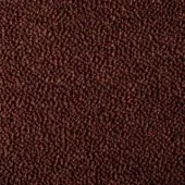 Woven fabric texture in reddish-brown with dark flecks, exhibiting a granular, nubby surface and uneven plane; studio lighting.