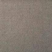 Woven fabric sample in muted gray with brown and beige threads, exhibiting a dense, textured, heathered appearance and matte finish.