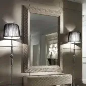 Exceptional DV Home Collection Byron mirror with quilted beige leather and natural bevelled glass in matte finish