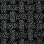 Black and gray woven textile sample with a grid pattern of small, irregular granules, featuring a matte finish and slightly raised texture.