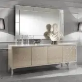 Distinguished DV Home Collection Envy mirror with bevelled glass and layered rectangular construction in polished silver tone