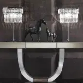 Exceptional DV Home Collection Byron table lamp with shining chrome finish and tiered bevelled glass pendants