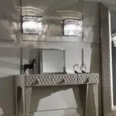 Superior DV Home Collection Byron wall lamp with shining chrome finish and dazzling bevelled glass pendants