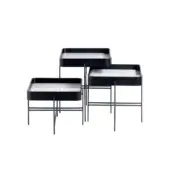 Exceptional Potocco Tray side table with dark wood tabletop and angled metal legs in a matte finish