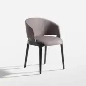 Elegant Potocco Velis armchair with dusty rose textile and satin-finish ash wood frame