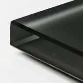 Frosted glass rectangular prism, black painted exterior, sharp edges, minimalist geometric form against a white backdrop.