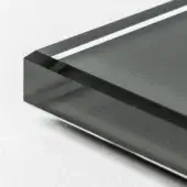 Cattelan Italia Fumé 434 glass tray, smoky gray, beveled edge with clear perimeter band, studio shot on white background.